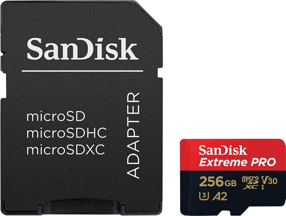 Карта памяти SanDisk Extreme Pro microSDXC 256 ГБ UHS-I, V30, A2, U3 с адаптером