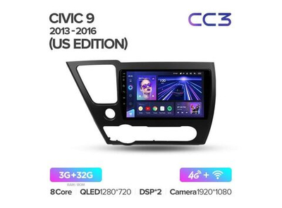Магнитола Teyes CC3 4-64 Honda Civic 9 2013 — 2016 10.2"