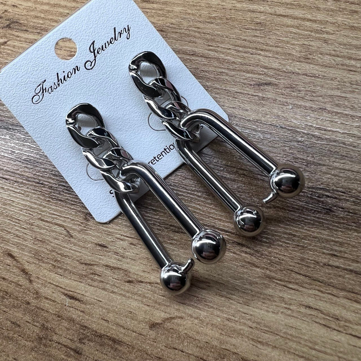 Серьги "Цепи" 3 звена панцирное плетение подвеска узелок металл серебристый 5 см