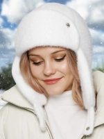 Шапка ушанка зимняя вязаная на флисе