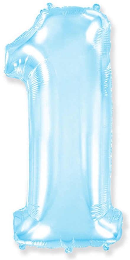 Цифры 102 см "Нежно-голубые металлик" с гелием