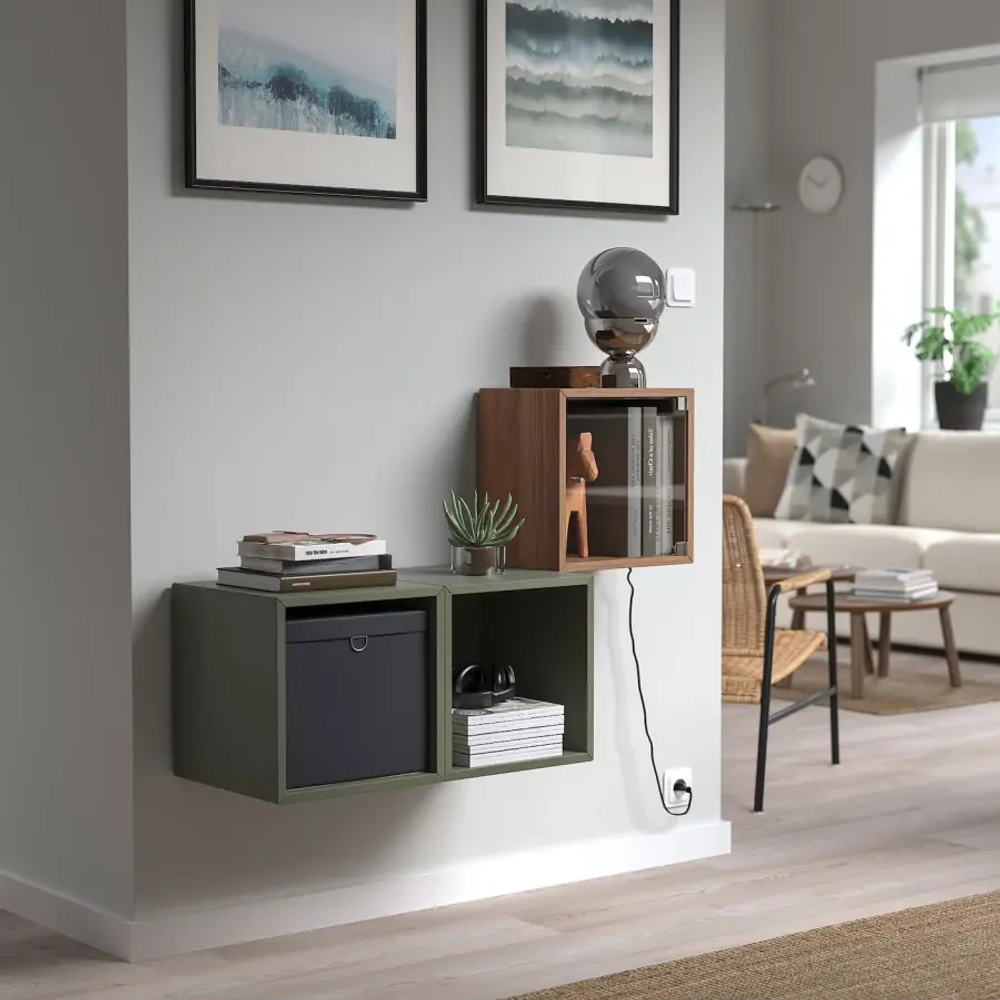 Навесной шкаф - IKEA EKET, 35x25x35 см, с эффектом коричневого ореха, ЭКЕТ ИКЕА