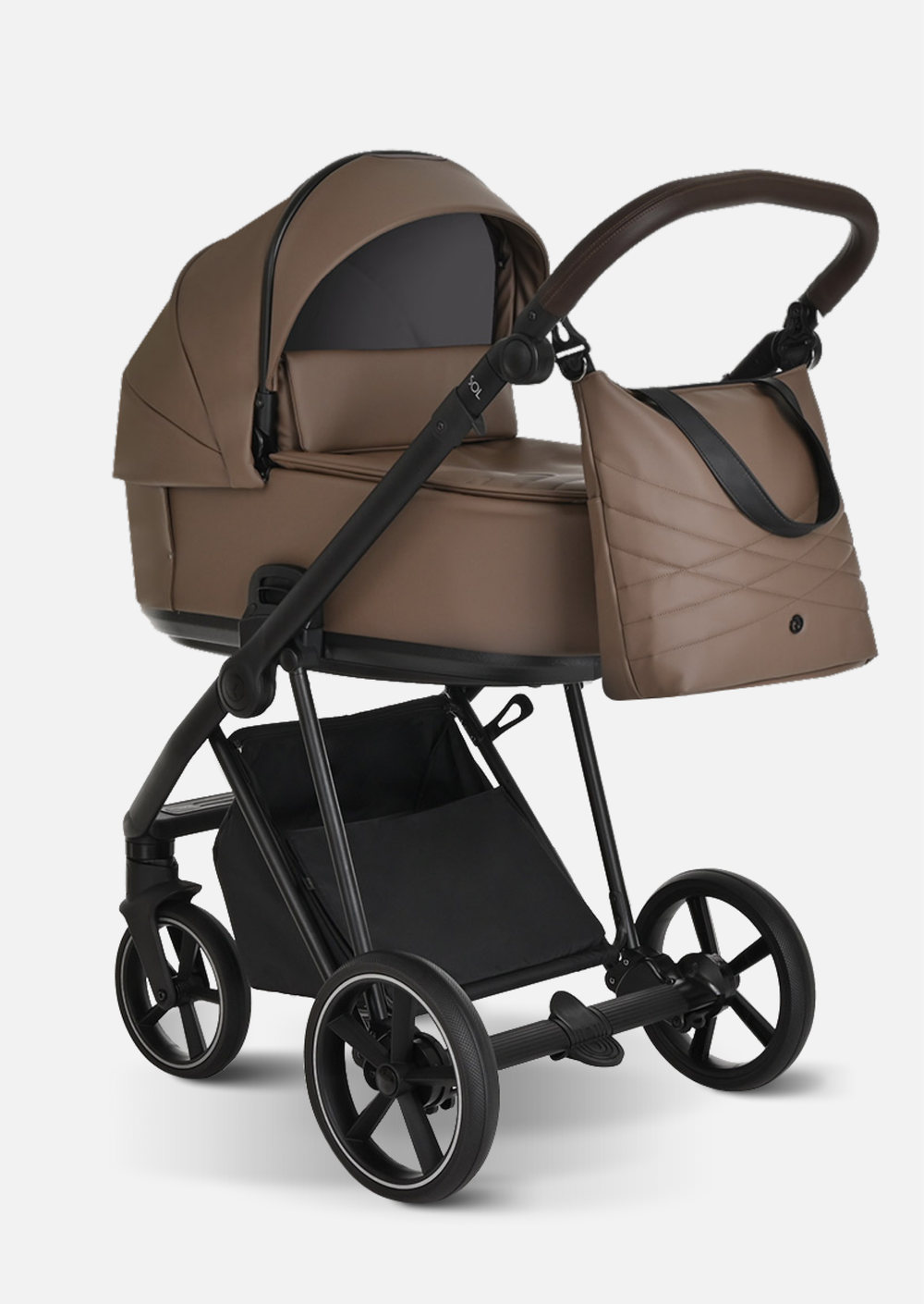 Roan Коляска 2 в 1 Sol Leather Camel Black Тем.коричневый