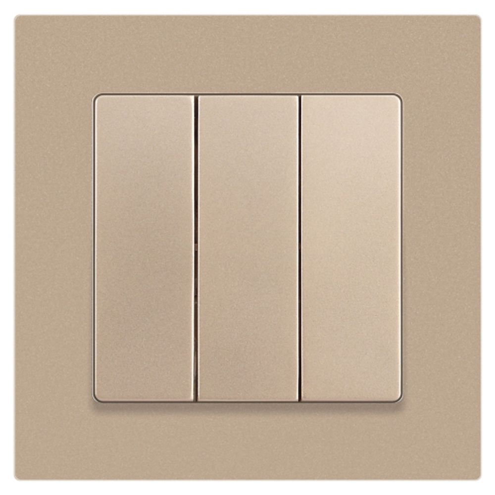 Выключатель Intro Accent 6-106-04 тройной, 10А-250В, IP20, СУ, AL/CU, шампань | Intro