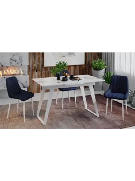 Стол кухонный Белый муар мрамор 140(180)х80х77 см