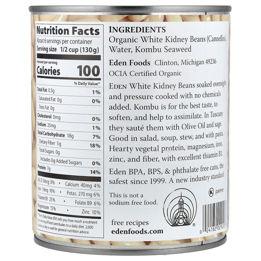 Eden Foods, органическая белая фасоль каннеллини, 822 г (29 унций)
