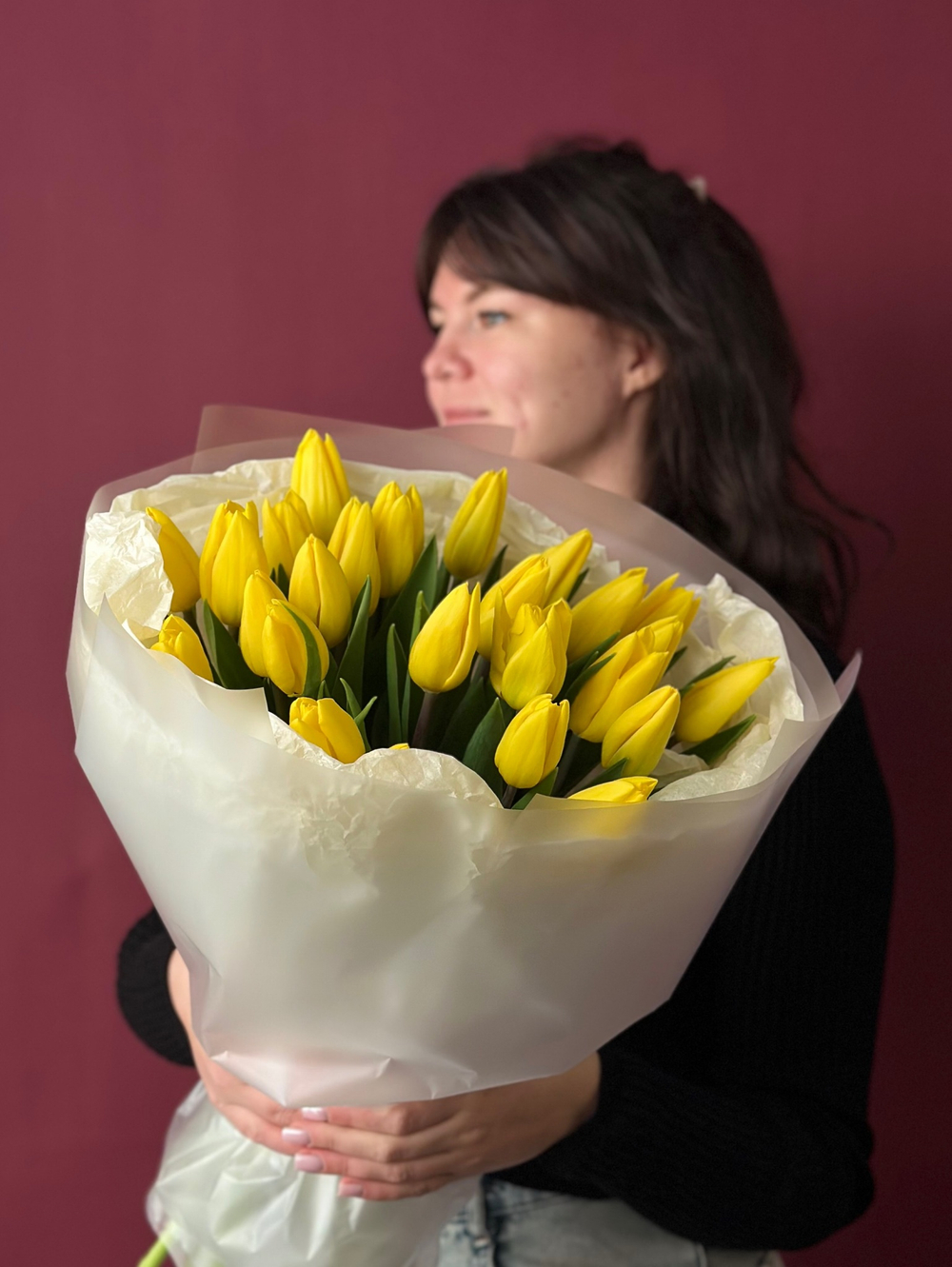 Букет жёлтых тюльпанов "Стронг Голд"