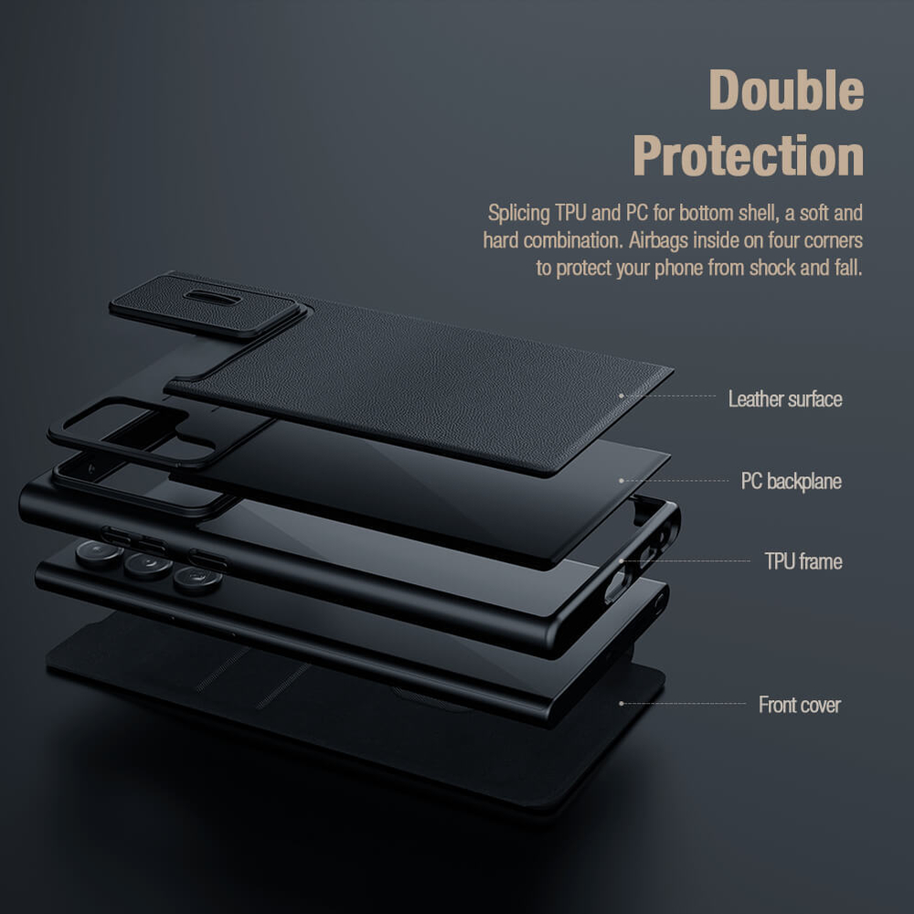 Чехол-книжка Nillkin Leather Qin Pro Plain для Samsung Galaxy S23 Ultra