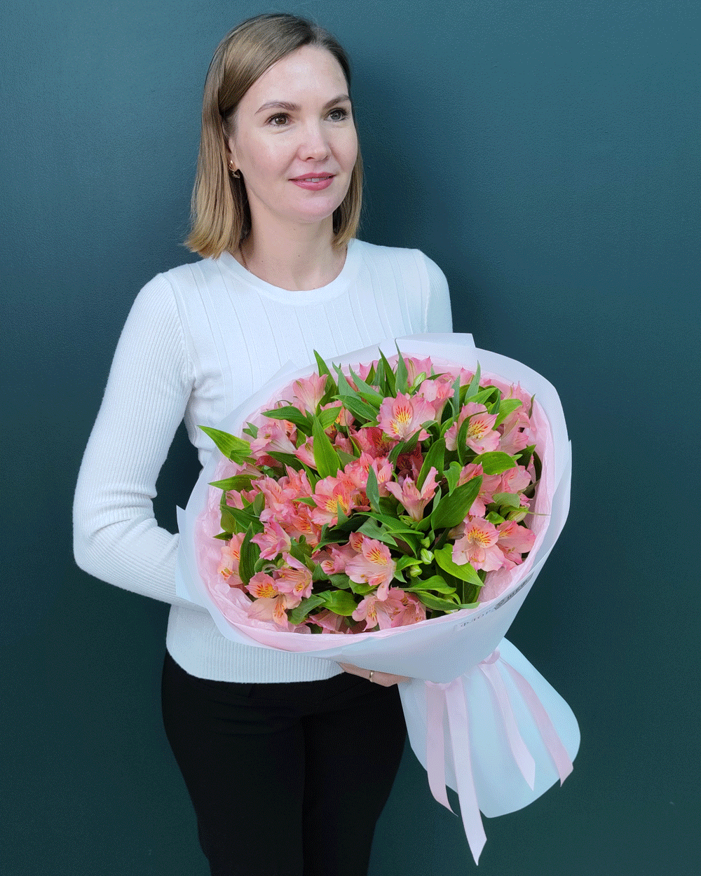 Букет альстромерия розовая,9 веток(00345)