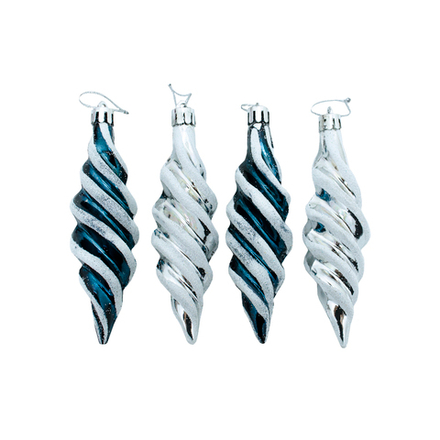 Набор украшений Сосульки 4шт 12см, синяя ночь+голубой, SYQB2-0123186