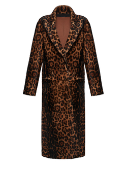 Дубленка леопард двусторонняя без пояса