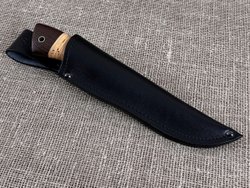 Нож "Охотник", дамасская сталь, рукоять наборная береста / венге