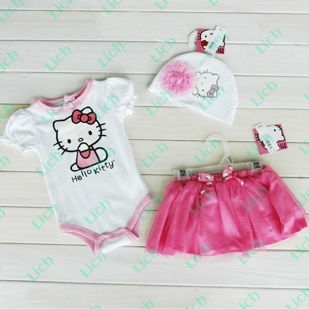 Комплект из боди, юбки и шапочки с принтом "Hello Kitty"