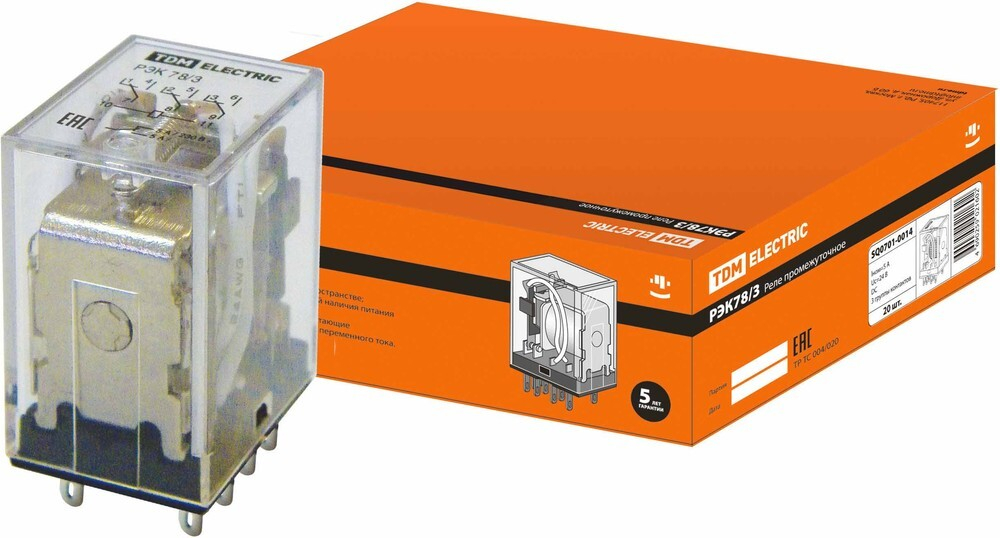 Реле промежуточное РЭК78/3 5А  24В DC TDM SQ0701-0014