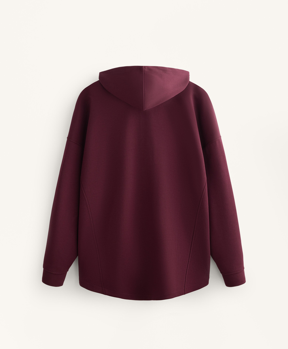 Oysho Куртка-Oversize с капюшоном из пике с хлопком, темно-гранатовый