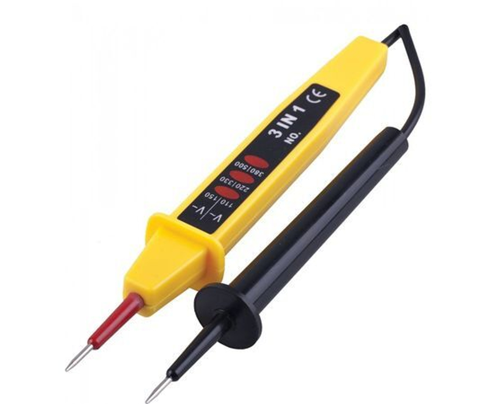 Тестер ступенчатой индикации напряжения контактный двухполюсной до 500V, желтый, TST500-2, Stekker, 32863 1 шт.