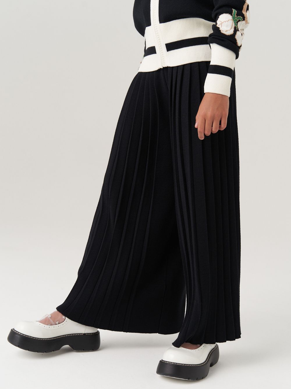 Школьные широкие брюки для девочки AT726-2 черный