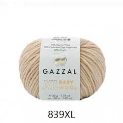 Пряжа Baby Wool XL 50 г, 100м, 40%акрил, 40%шерсть мериноса, 20%кашемир, 40%акрил (цена за 1 шт)