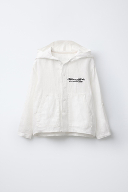 ZARA ЛЬНЯНАЯ КУРТА-РУБАШКА С КАПЮШОНОМ, ЭКРЮ