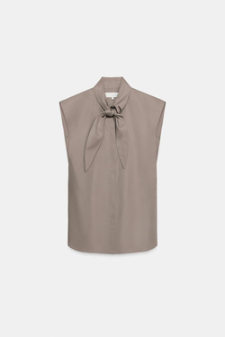 ZARA РУБАШКА С ЗАВЯЗКАМИ — ZW COLLECTION, СЕРЫЙ