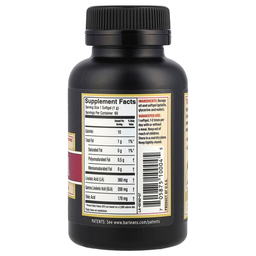 Barlean's, масло бурачника, 1000 мг, 60 капсул