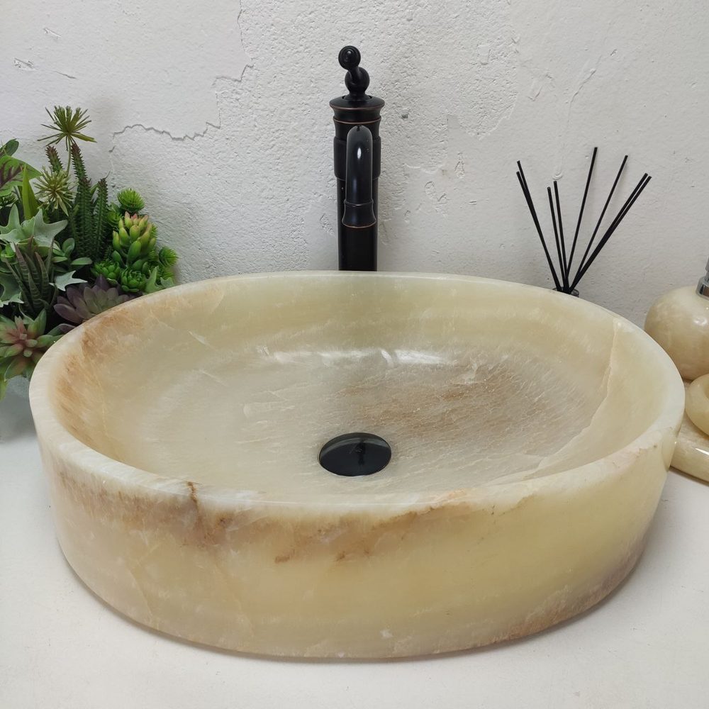 Раковина из оникса Oval Yellow OY-61567 (52*38*14)
