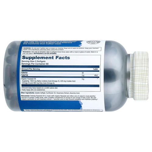 Solaray, льняное масло, 240 капсул (1000 мг в 1 капсуле)