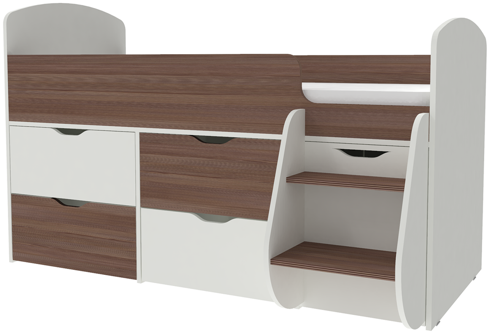 Кровать-чердак КарИВи Малыш 7 Белый  Бодего Темный