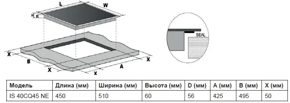 Встраиваемая индукционная варочная панель Indesit IS 40CQ45 NE