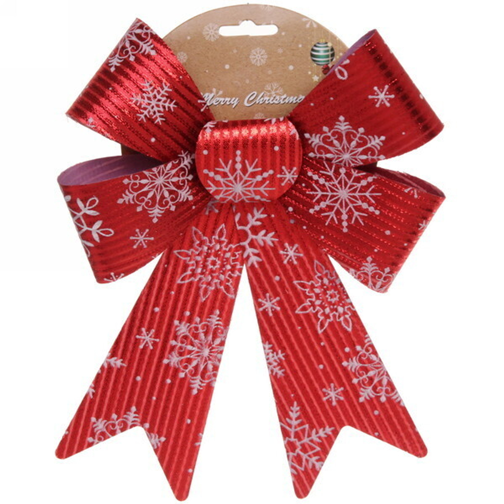 Бант на ёлку «Снежинка» 27*22 см, Красный