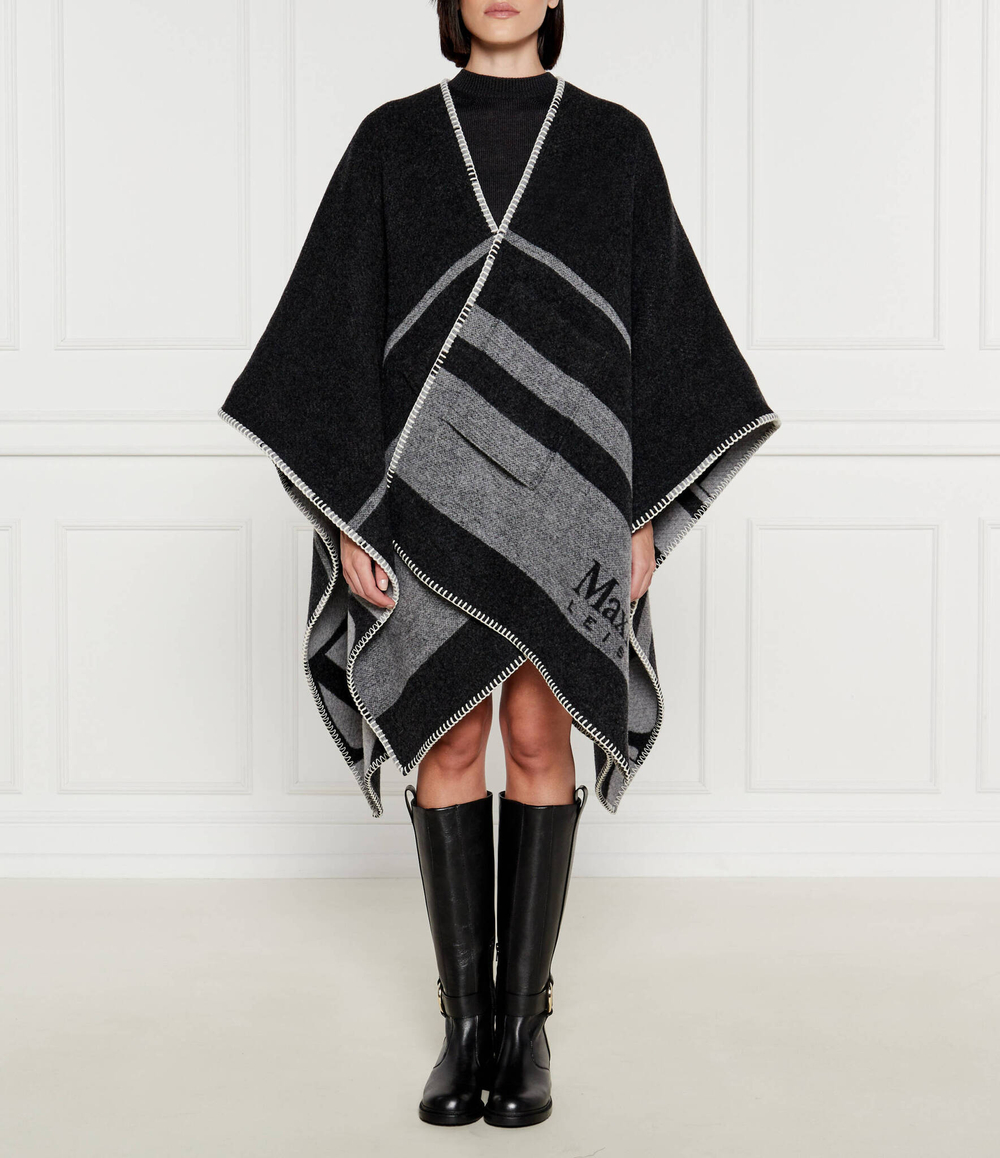Хлопковое пончо Max Mara Leisure - серый(267360386)