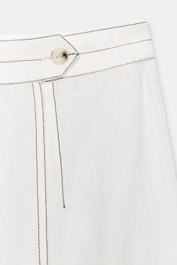 ZARA ЛЬНЯНАЯ ЮБКА НА ЗАПÁХЕ СО СТРОЧКОЙ, БЕЛЫЙ