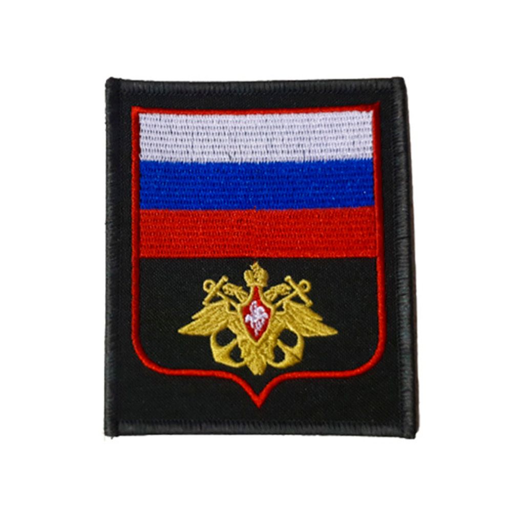 Шеврон нарукавный ВМФ (черный,белый якорь,красный кант)
