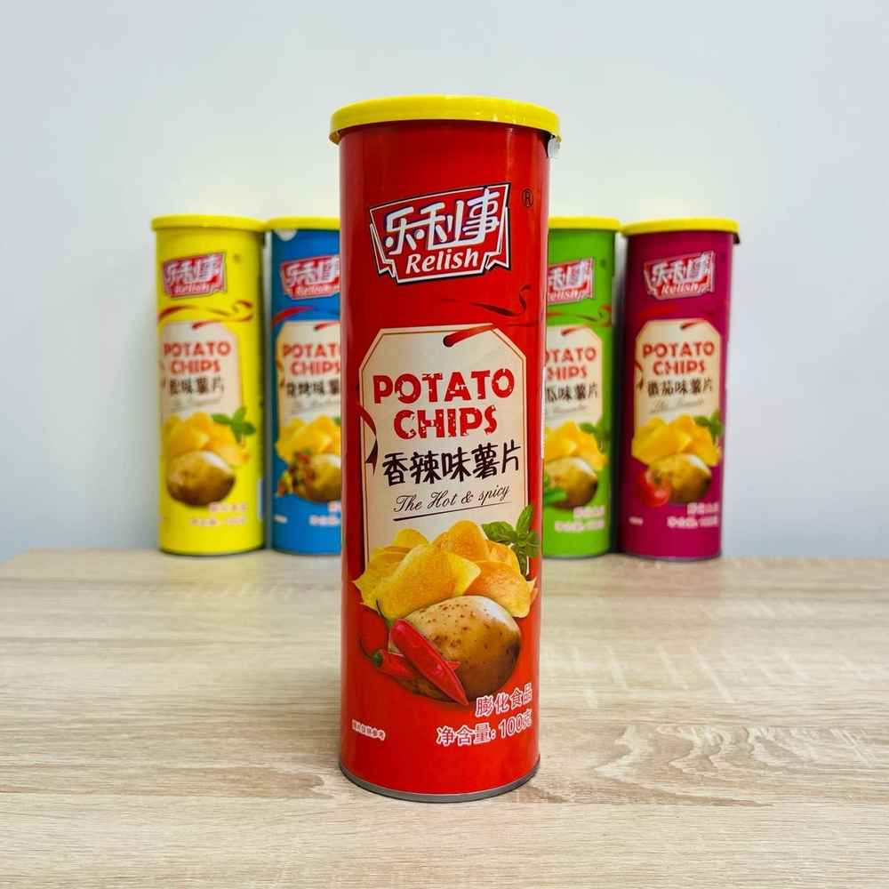 Чипсы картофельные Relish Potato Chips The Hot & Spicy Острые (туба) 100 г