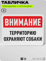 Табличка "Территорию охраняют собаки" на дверь и забор, для двора, дома, подъезда, 40х30 см, Silver Plane x Айдентика Технолоджи