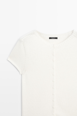 Massimo Dutti Кардиган из смесового хлопка и шелка, белый
