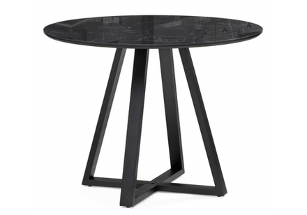 Стол стеклянный Woodville Норфолк 100 черный мрамор, черный