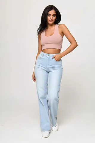 Топ с глубоким вырезом из хлопка цвета розовое латте