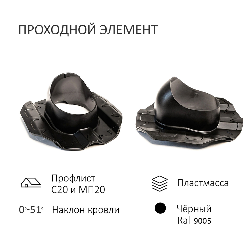 Турбодефлектор TD160 НСТ, вент. выход утепленный высотой Н-500, для кровельного профнастила 20мм, черный