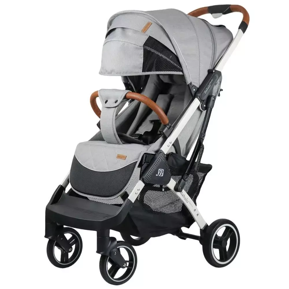 Коляска прогулочная Babalo 2022 Classic Серый текстиль на белой раме с сумкой