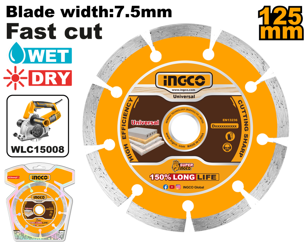Диск алмазный сегментный INGCO DMD011254 INDUSTRIAL 125х22,2 мм