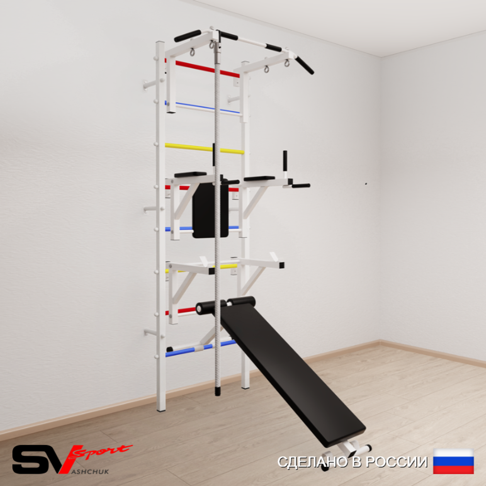 Шведская стенка Sv Sport 590 (Турник стандарт/Брусья/Стойка/Скамья/Канат)