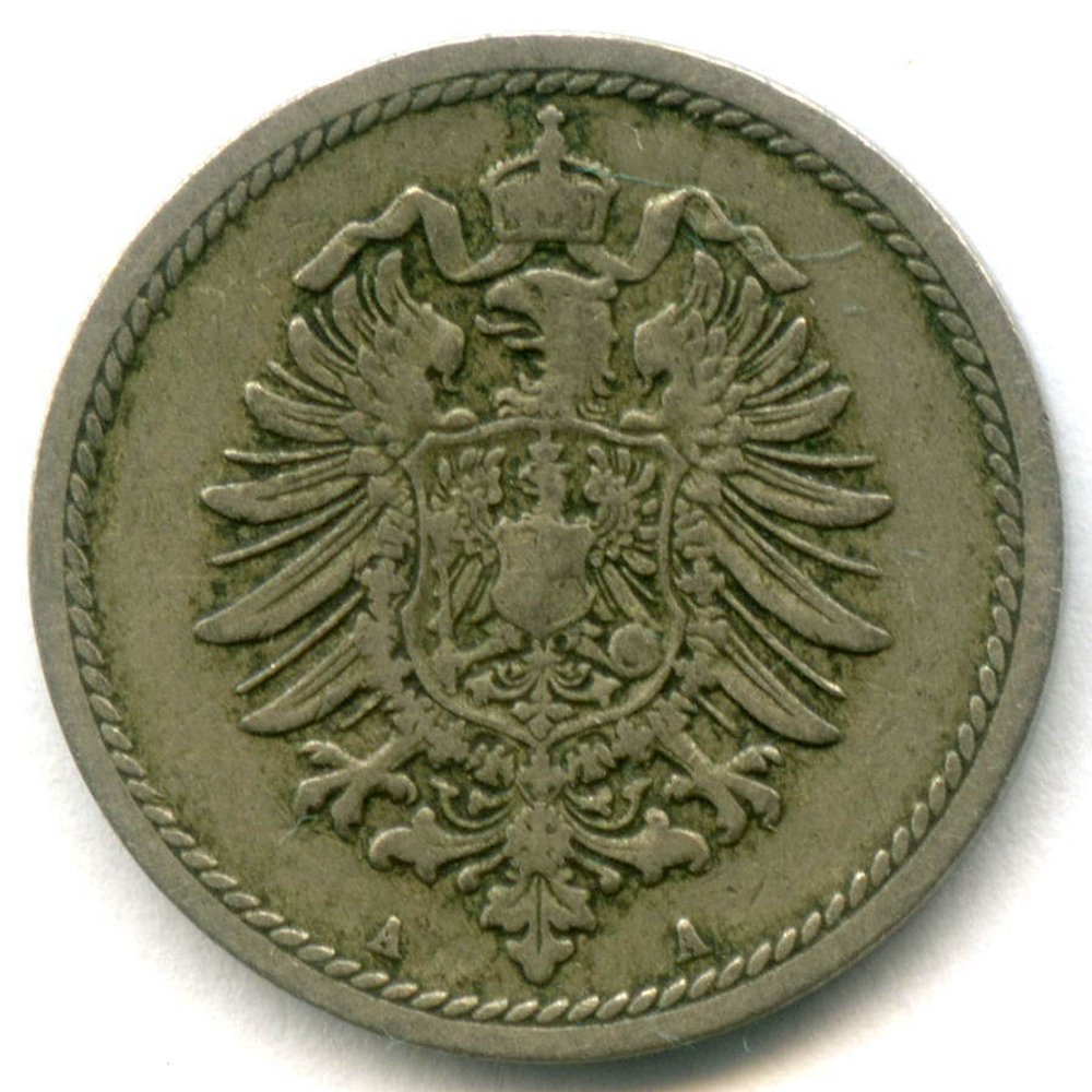 5 пфеннигов 1889 A Германия М-н VF-XF