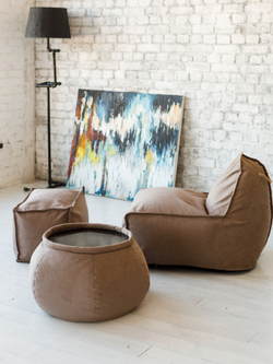 Кресло Манхеттен Бежевое с Пуфом