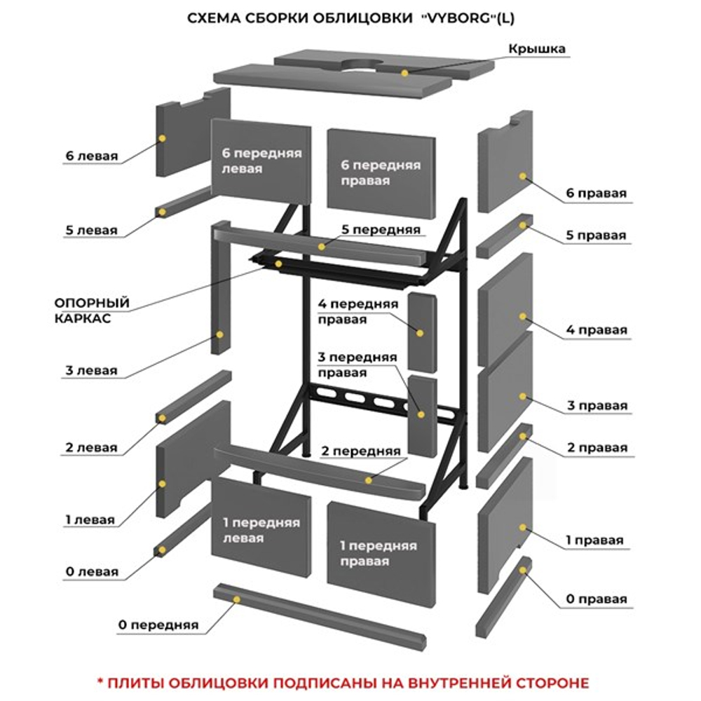 Камин ASTON 700 L «VYBORG» Н-1280 Амфиболит