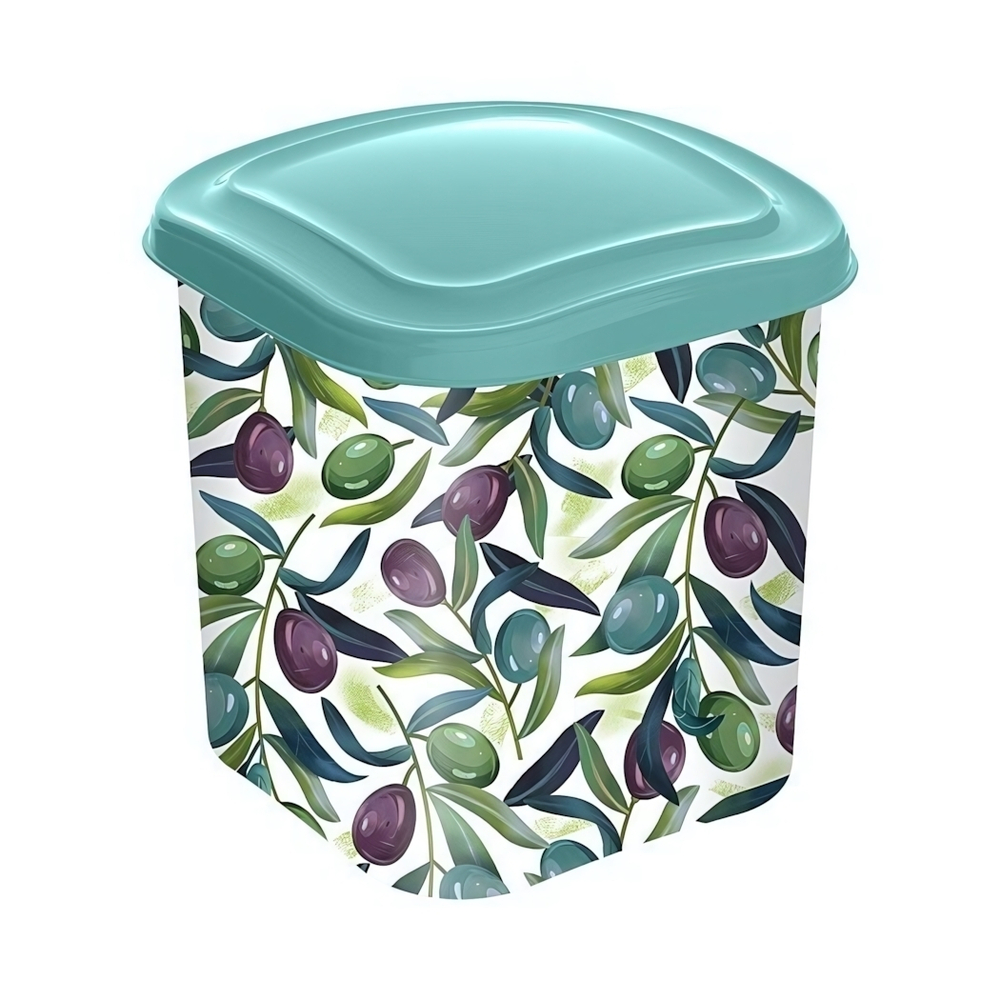 Емкость для сыпучих продуктов 1,1л с декором (зеленый)