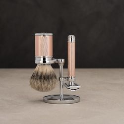 Бритвенный набор MUEHLE TRADITIONAL, розовое золото, барсучий ворс высшей категории Silvertip, Т-образная бритва (S 091 M 89 RG)