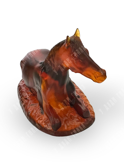 [Коллекционная скульптура в стиле ар-деко] «Лошадь». Hoffmann (Хоффман), Богемия. Сатинир. стекло.