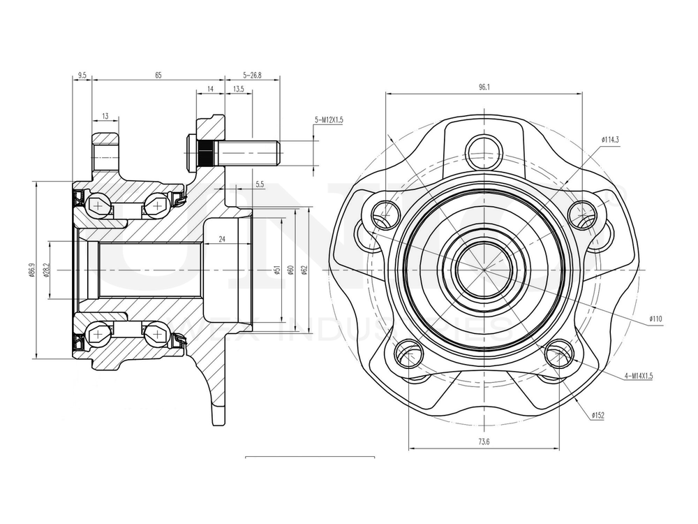 Ступица задняя (с ABS) UNIO HUB-20254