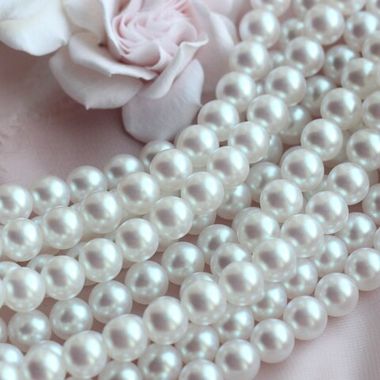 Майорка White Pearls (слегка с розовым отливом) 14 мм, 1 нить, МА038